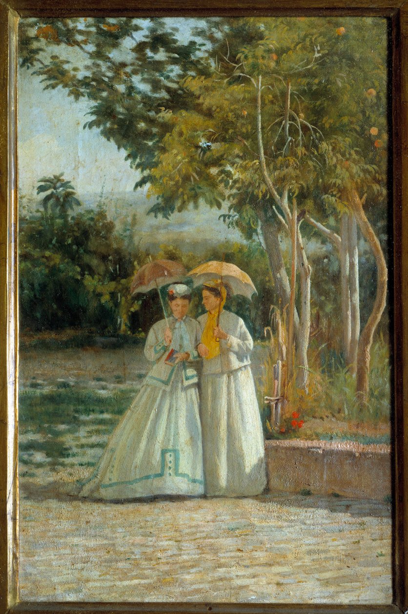 Caminhada no Jardim Pintura de Silvestro Lega (18126-1895) Florença do século XIX, Museu de Arte Moderna de Silvestro Lega