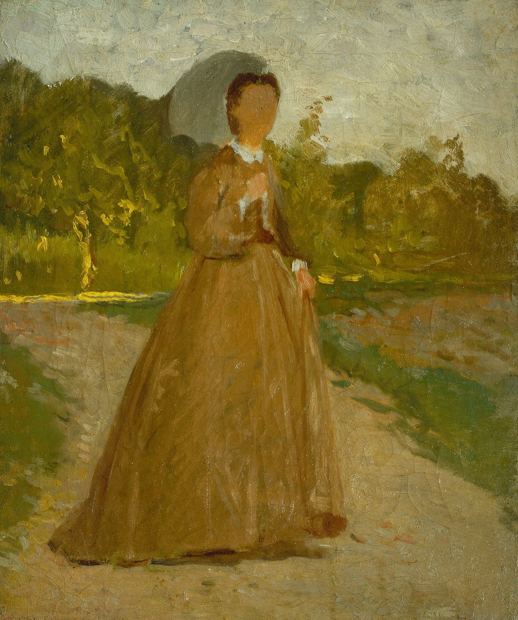 Mulher no jardim, c.1864 (óleo sobre tela) de Silvestro Lega