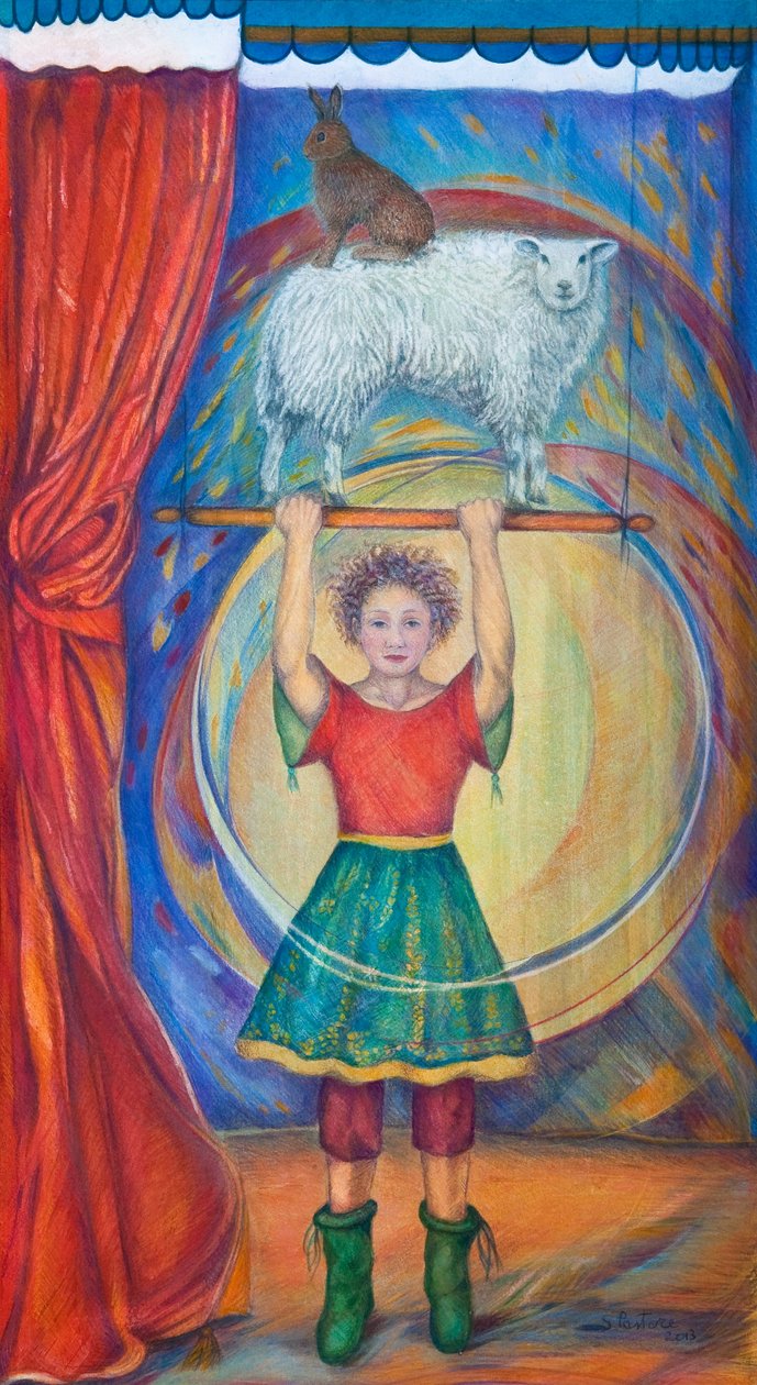 Acrobatas, 2013 (aquarela e pastel) de Silvia Pastore