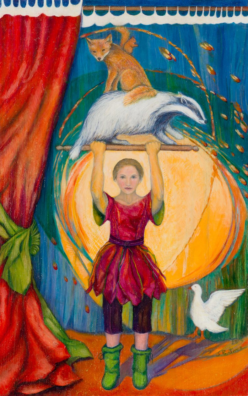 Acrobatas, 2013 (wc e pastel no papel) de Silvia Pastore