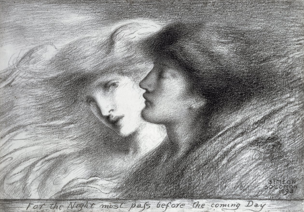 &39;Para a noite deve passar antes do dia seguinte&39;, 1893 (carvão no papel) de Simeon Solomon