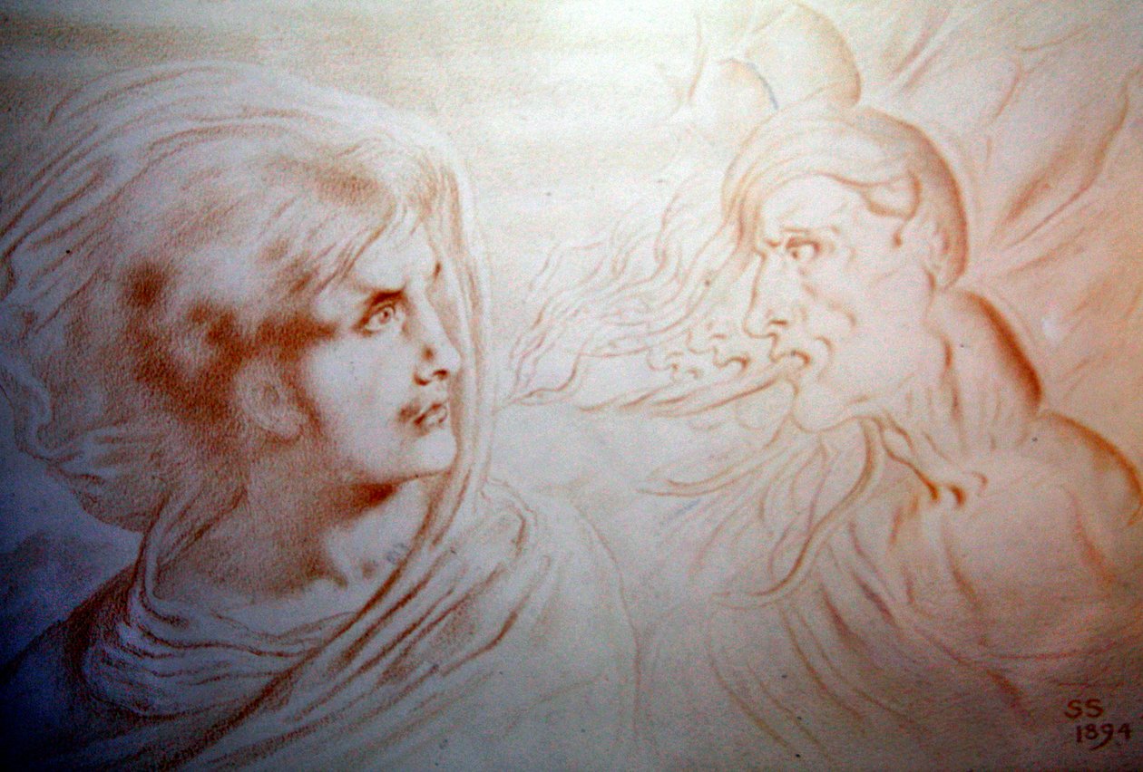 Pensamentos Futuros, 1894 (giz sobre papel) de Simeon Solomon