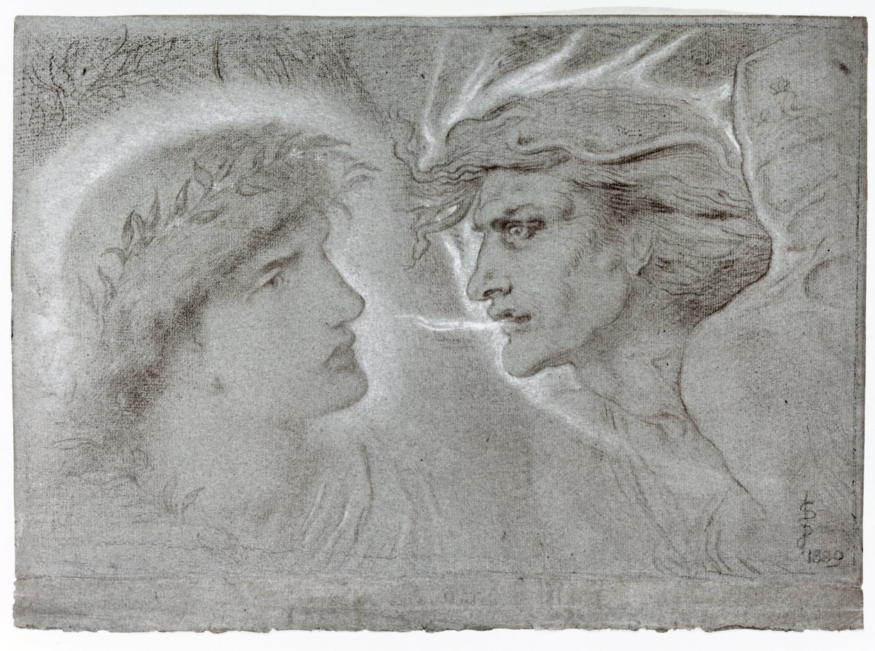 Bem e Mal, 1889 (giz colorido sobre papel) de Simeon Solomon