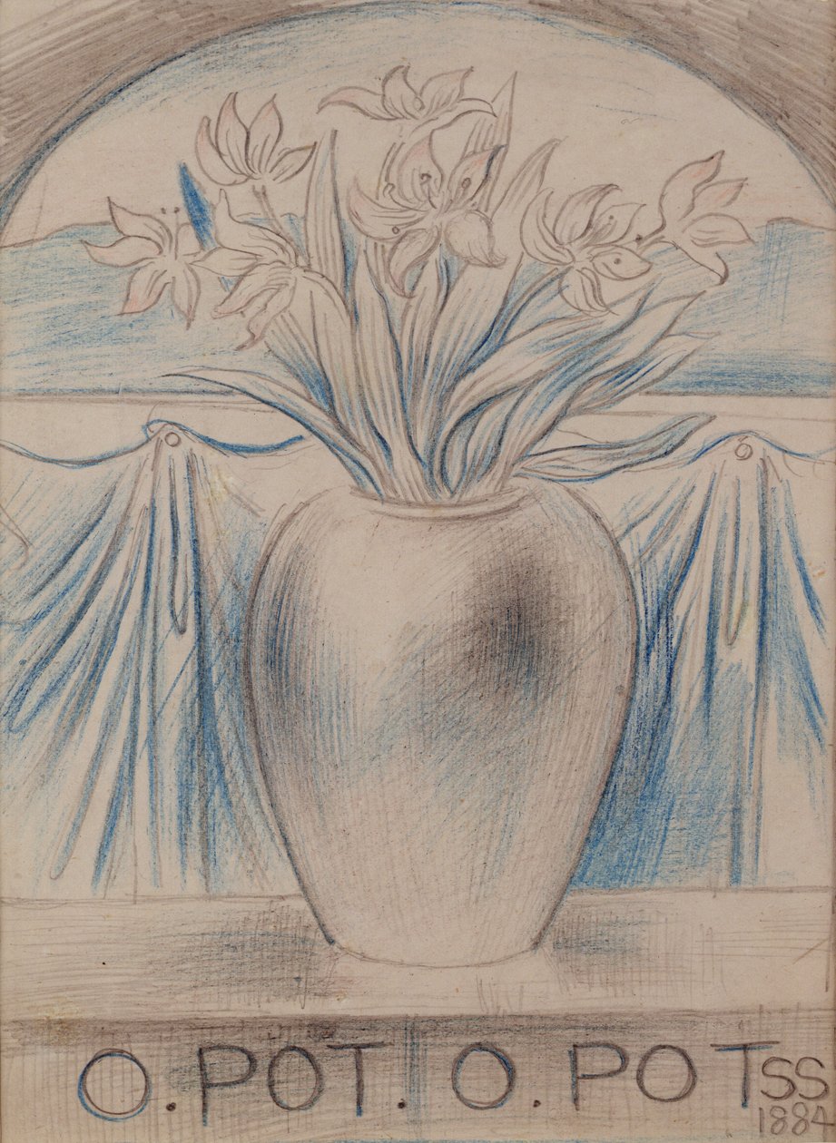 O Pot Pot, 1884 (lápis e giz colorido sobre papel) de Simeon Solomon