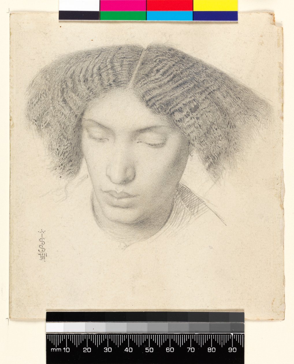Retrato da Sra. Fanny Chn, 1859 (grafite sobre papel) de Simeon Solomon