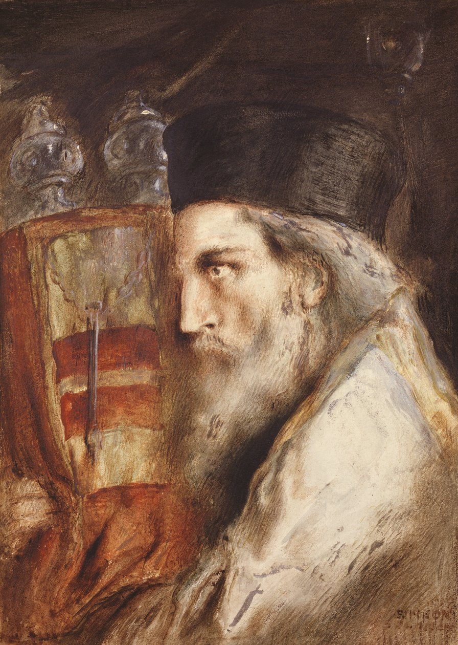 Rabino carregando a Torá (wc no papel) de Simeon Solomon