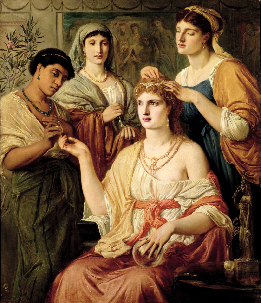 O banheiro de uma senhora romana, 1869 de Simeon Solomon