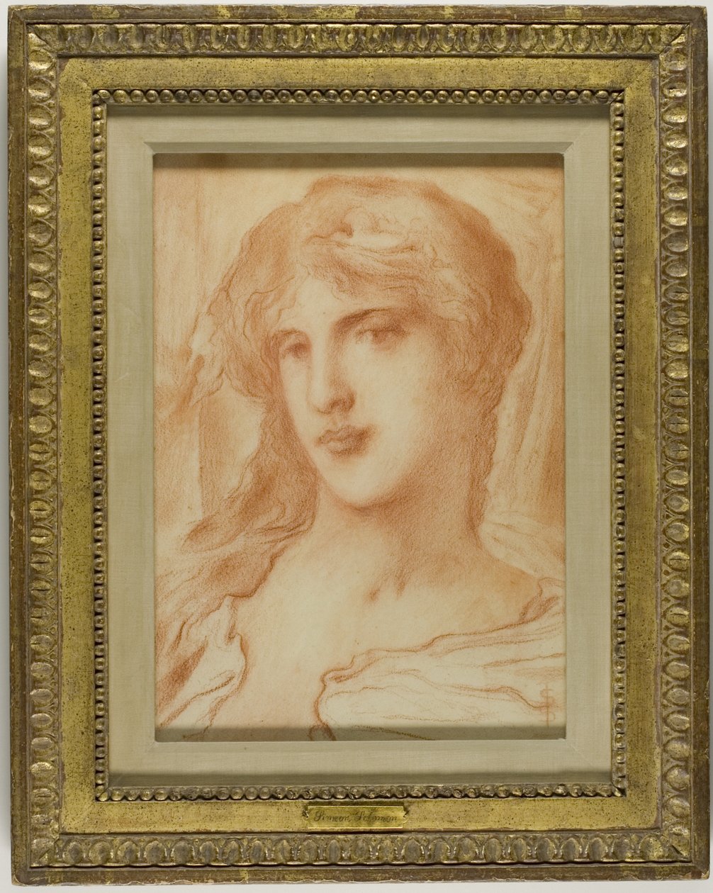 Cabeça, c.1880 (giz vermelho sobre papel de seda lustroso) de Simeon Solomon