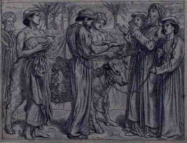 A Primeira Oferta de Aaron (caneta e tinta) de Simeon Solomon