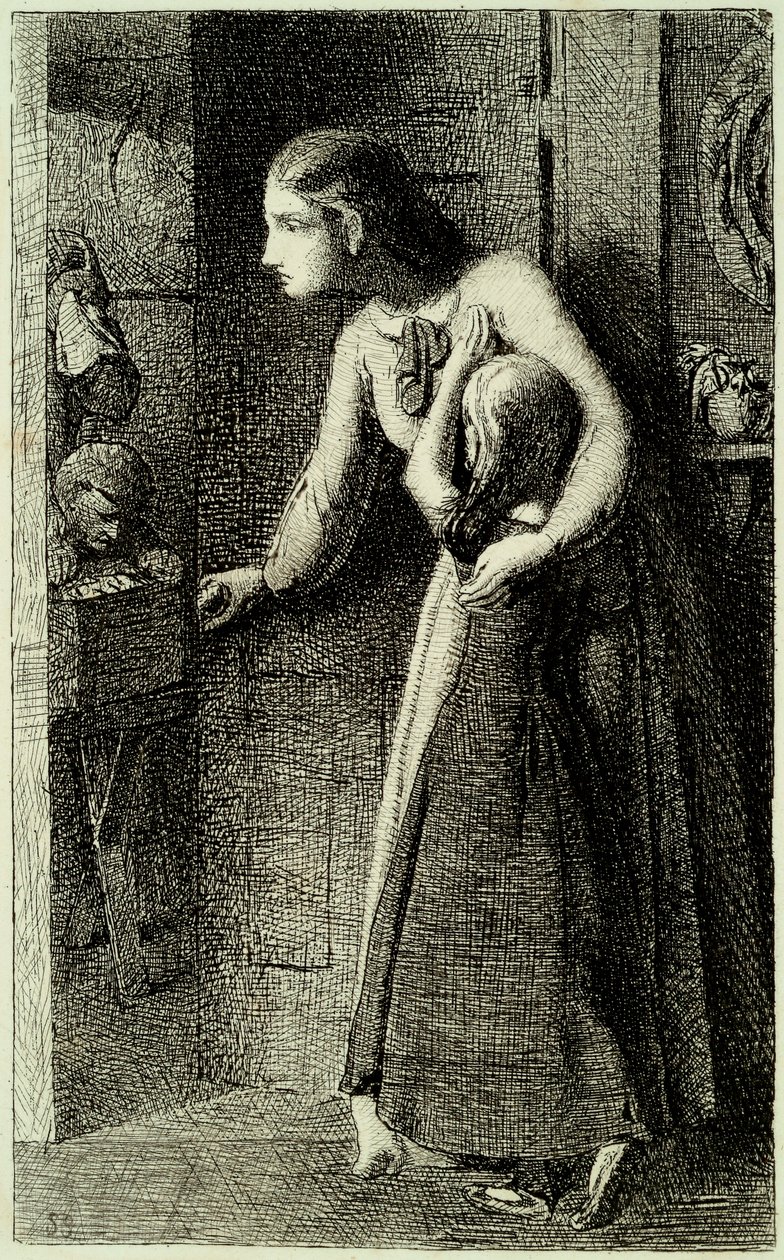 The Haunted House, c.1858 (gravura impressa em papel vegetal da Índia) de Simeon Solomon