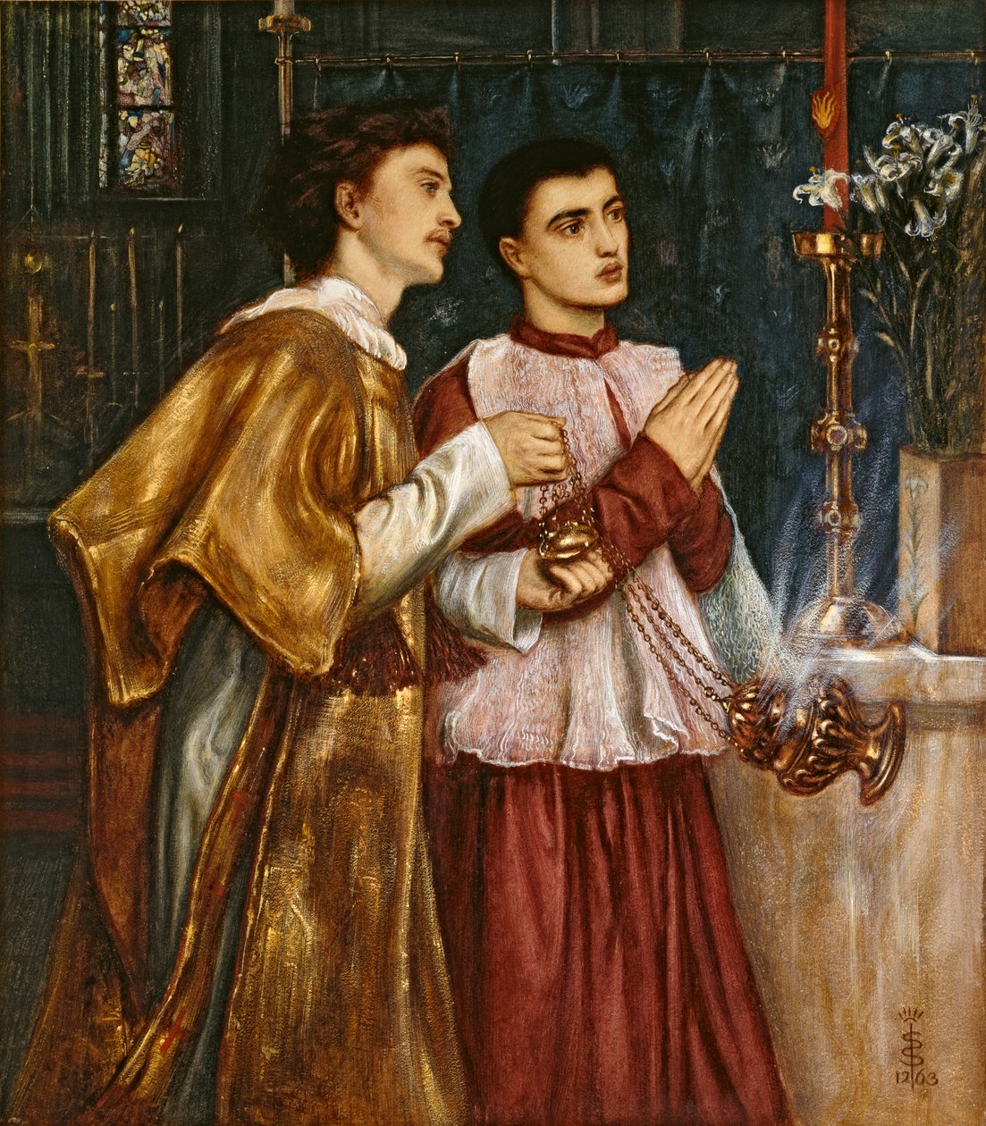 Incensação de dois acólitos: Pentecostes, 1863 de Simeon Solomon