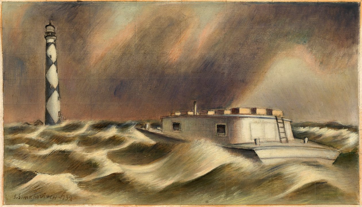 Correio para Cape Lookout (estudo mural, Beaufort, Estação de Correios da Carolina do Norte) de Simka Simkhovitch