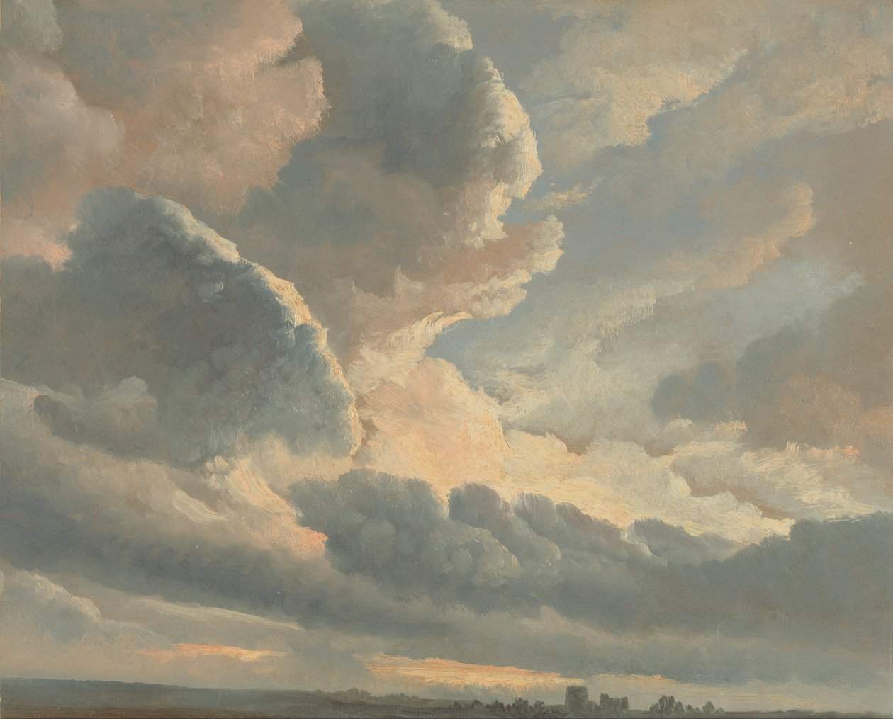 Estudo das nuvens com um pôr do sol perto de Roma de Simon Alexandre Clément Denis