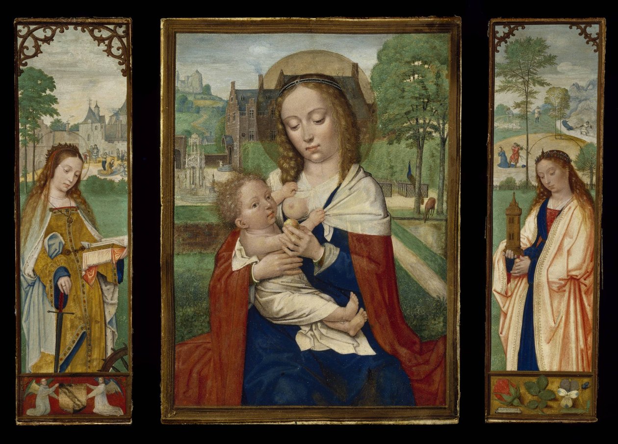 Virgem e o Menino; Santos Catarina e Bárbara de Simon Bening