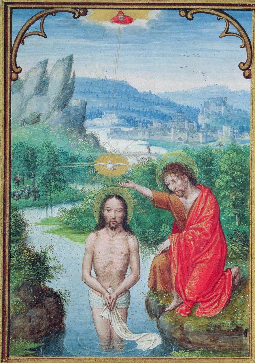 W.99 fol.24v Baptismo de Cristo de Simon Bening