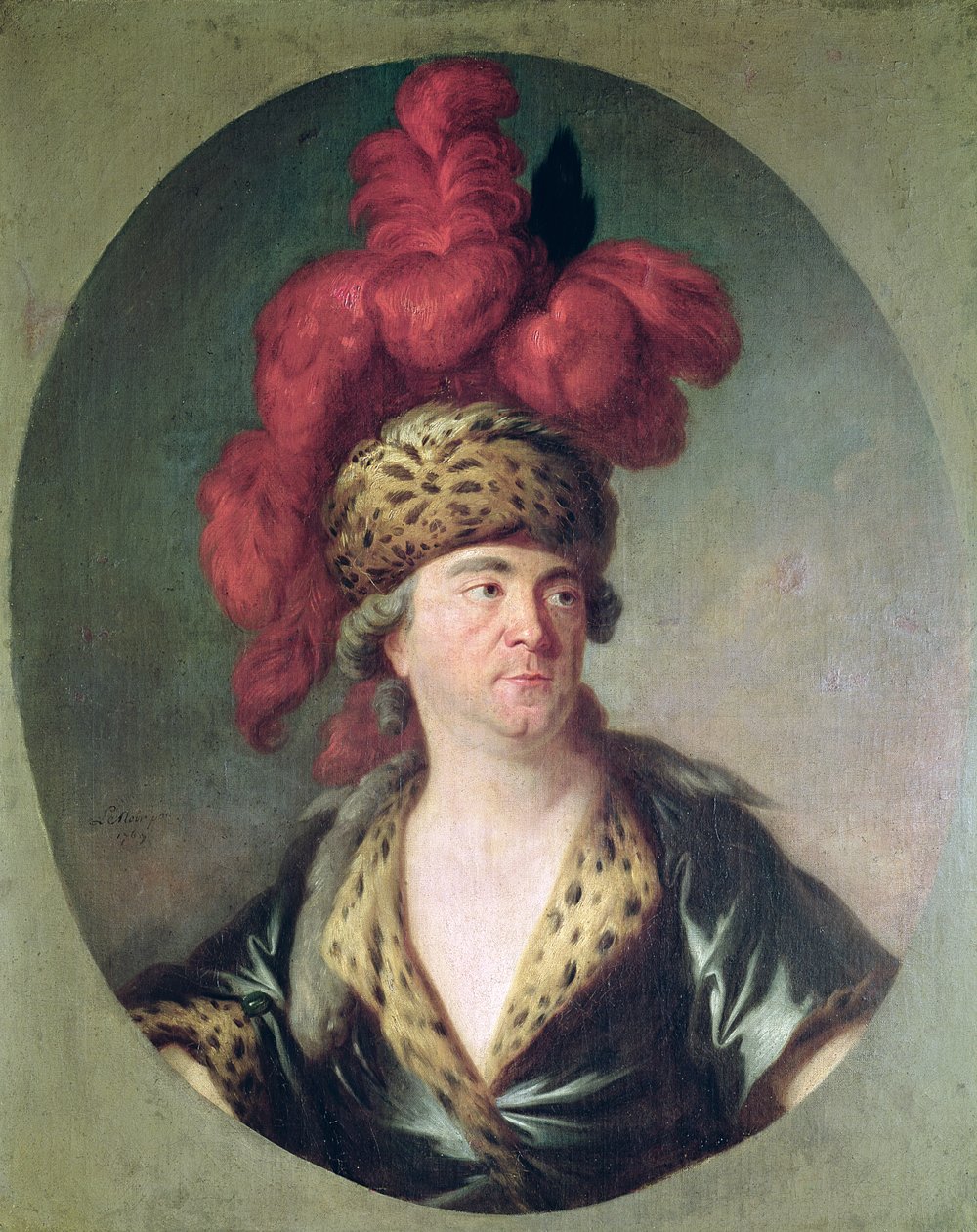 O ator Lekain (1728-78) no papel de Genghis Khan, na Ópera &39;L&39;Orphelin de Chine&39; de Voltaire, 1769 de Simon Bernard Le Noir