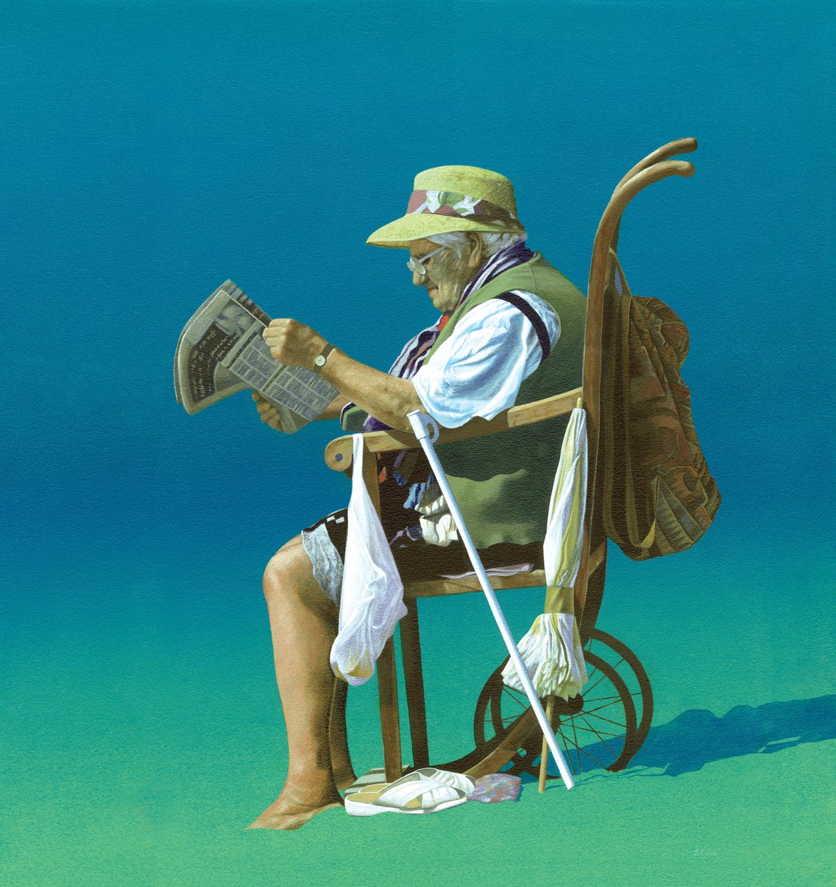 Na praia (acrílico sobre tela) de Simon Cook
