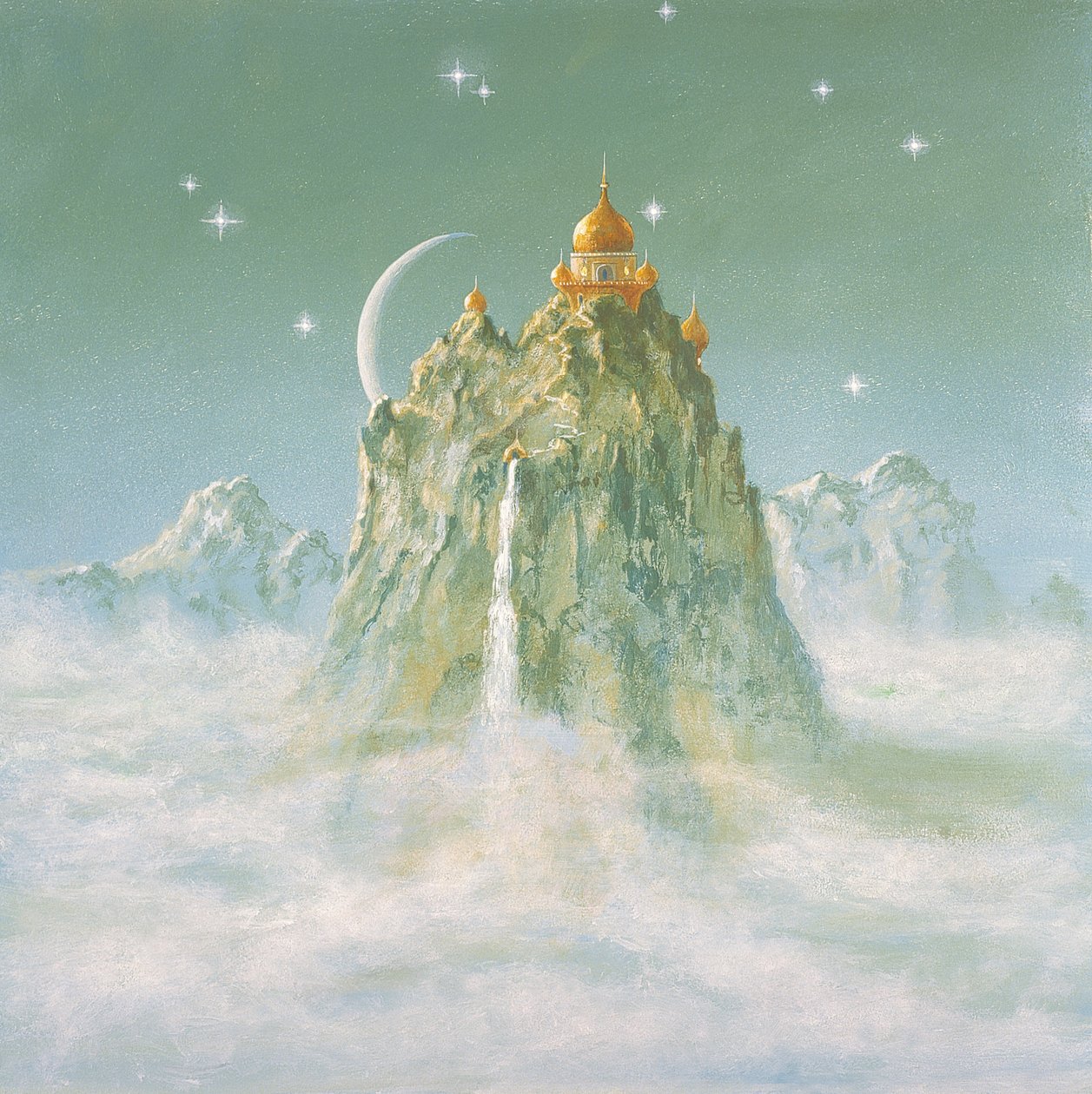 Templo na Montanha (acrílico sobre tela) de Simon Cook