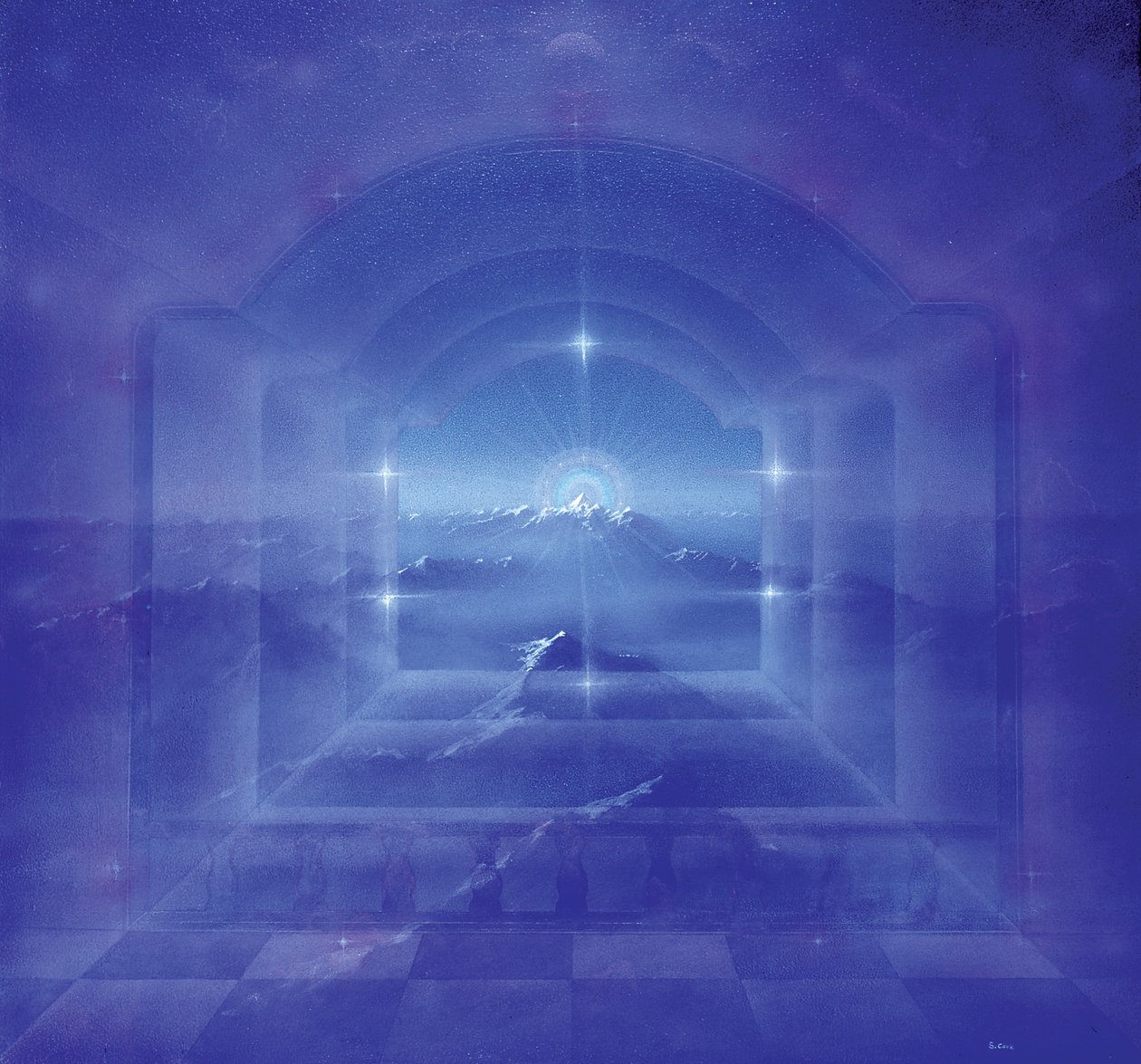 Através do Crystal Worlds (acrílico sobre tela) de Simon Cook