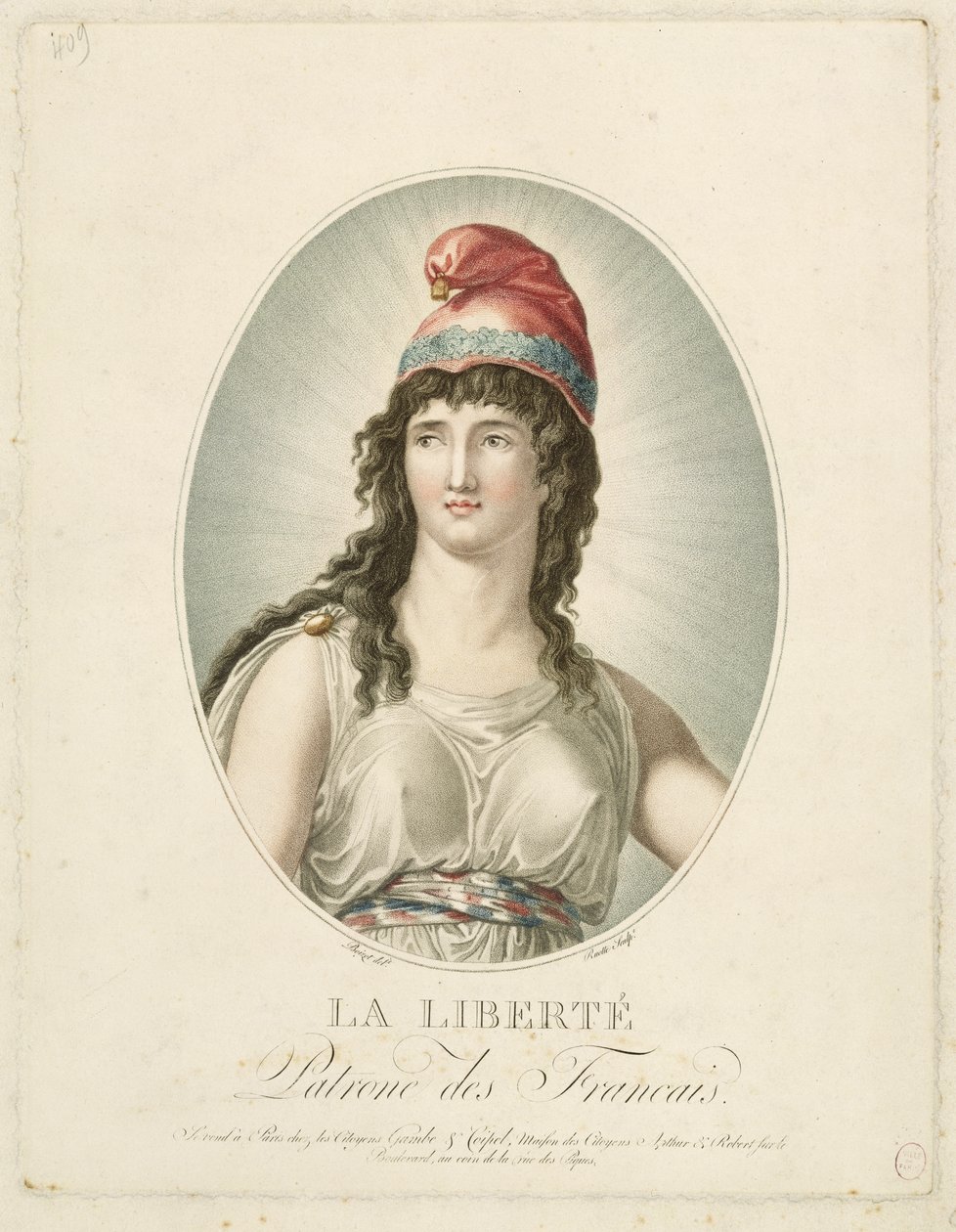 Liberdade, padroeira dos franceses, gravada por Ruotte de Louis Simon Boizot