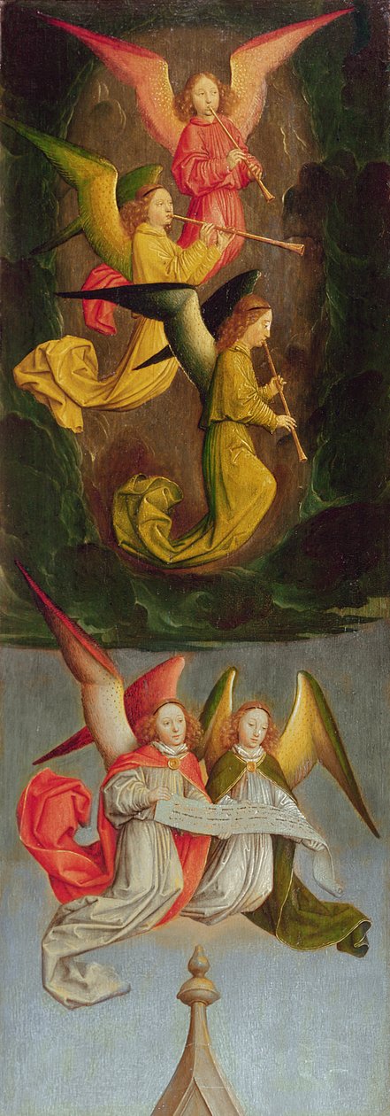 Um Coro de Anjos, 1459 (óleo em carvalho) de Simon Marmion