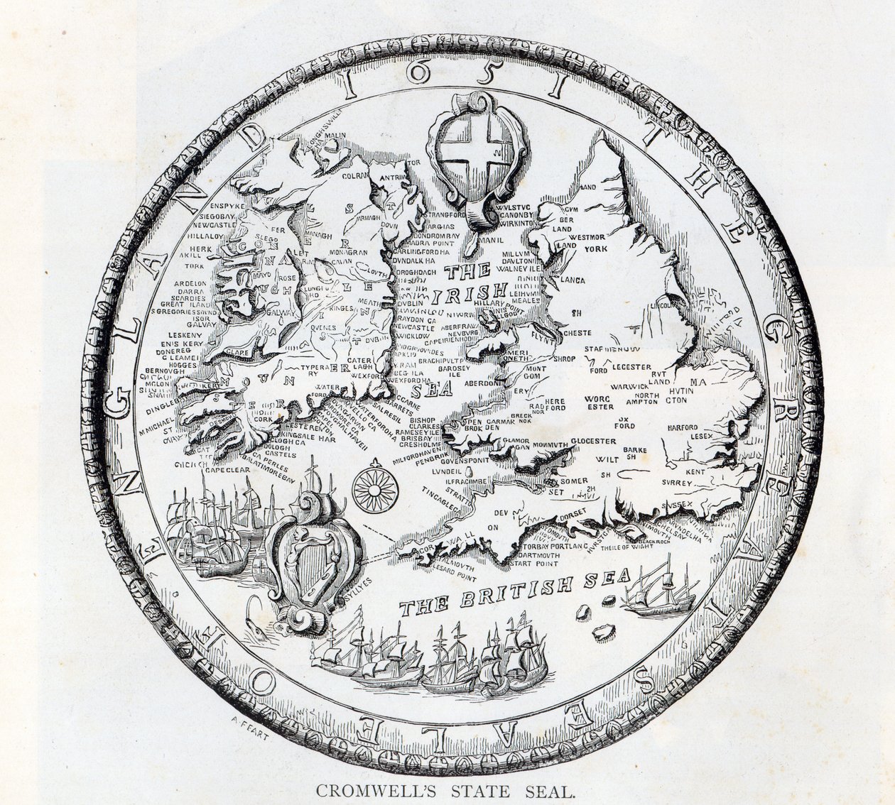 Grande Selo da Inglaterra durante a Commonwealth, 1651 de Simon Thomas