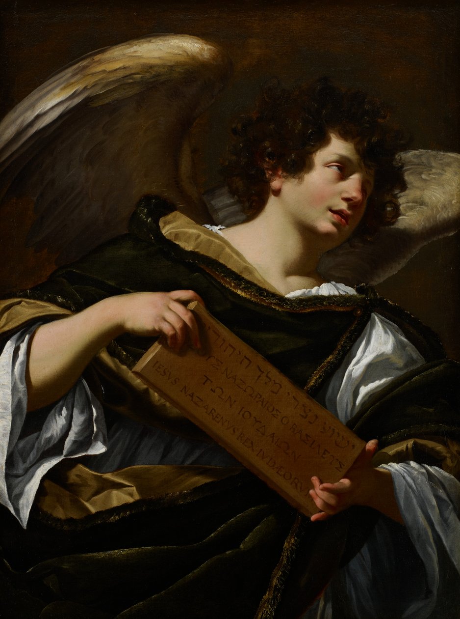 Anjos com Atributos da Paixão, a Sobrescrita da Cruz, c.1624 de Simon Vouet