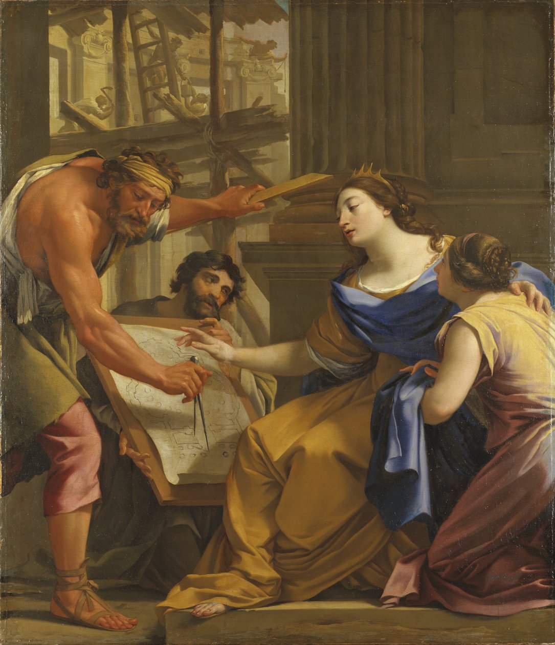 Artemisia Construindo o Mausolaeum, c.1640 de Simon Vouet