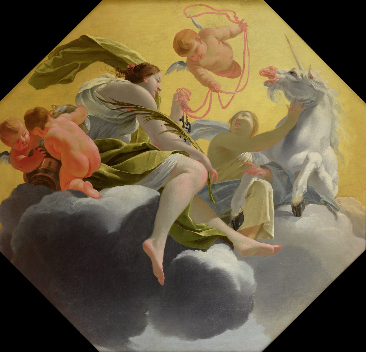 Temperança, de uma série das Quatro Virtudes Cardeais no teto do quarto da rainha em Saint-Germain-en-Laye, c.1637-38 de Simon Vouet