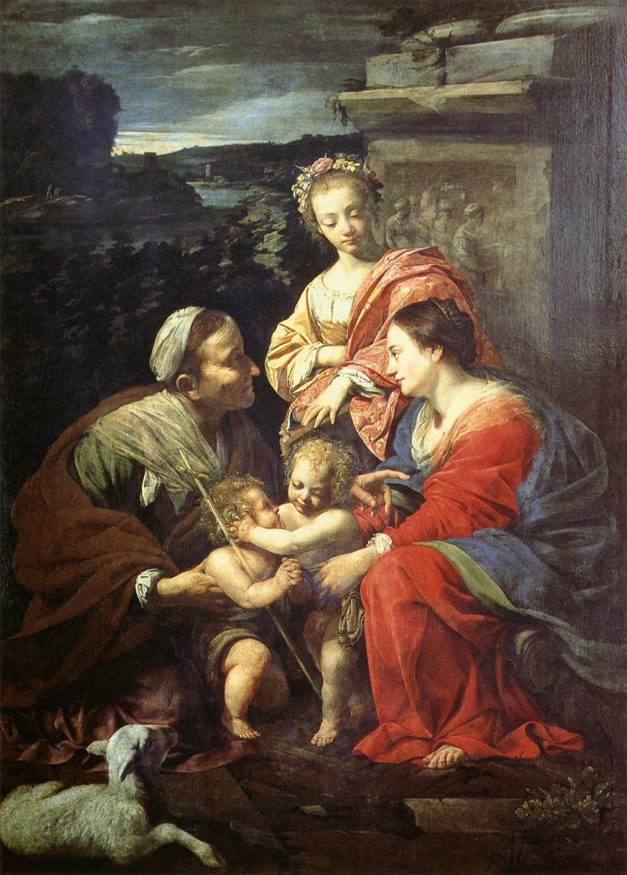 A Sagrada Família com Santa Isabel, João Batista e Catarina de Simon Vouet