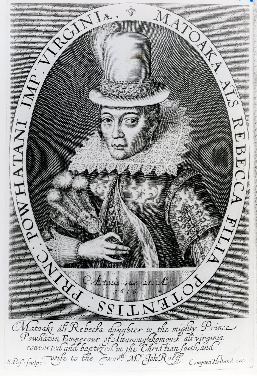 Pocahontas, 1616 de Simon de Passe