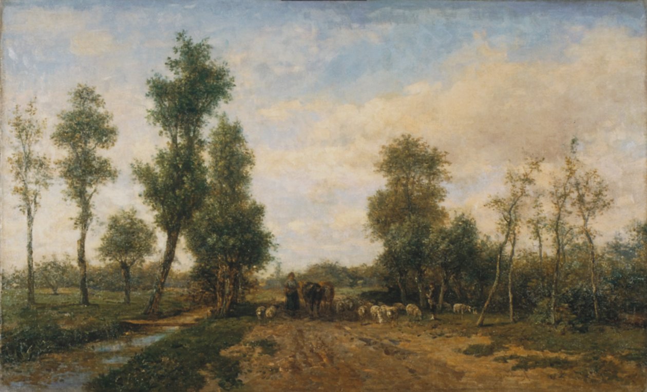 Paisagem, com, estrada areia de Simon van den Berg