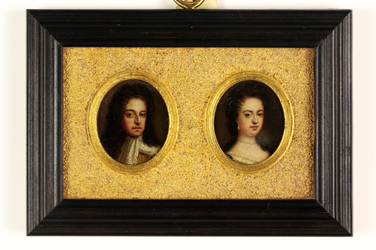 Rei Guilherme III e Rainha Maria II (aguarela em velino) (ver também 3076025 & 3076026) de Simon (attr.to) Du Bois