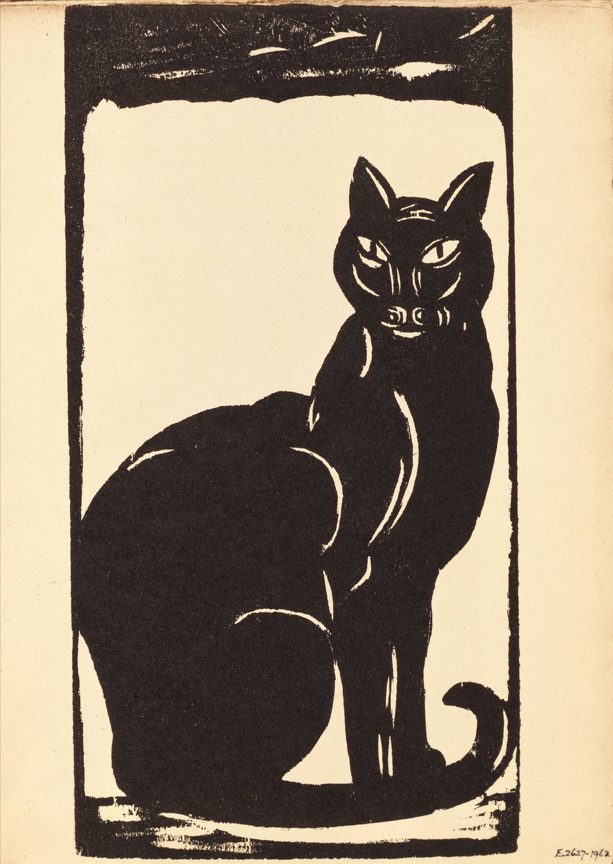 Gato preto (xilogravura) de Simon Albert Bussy
