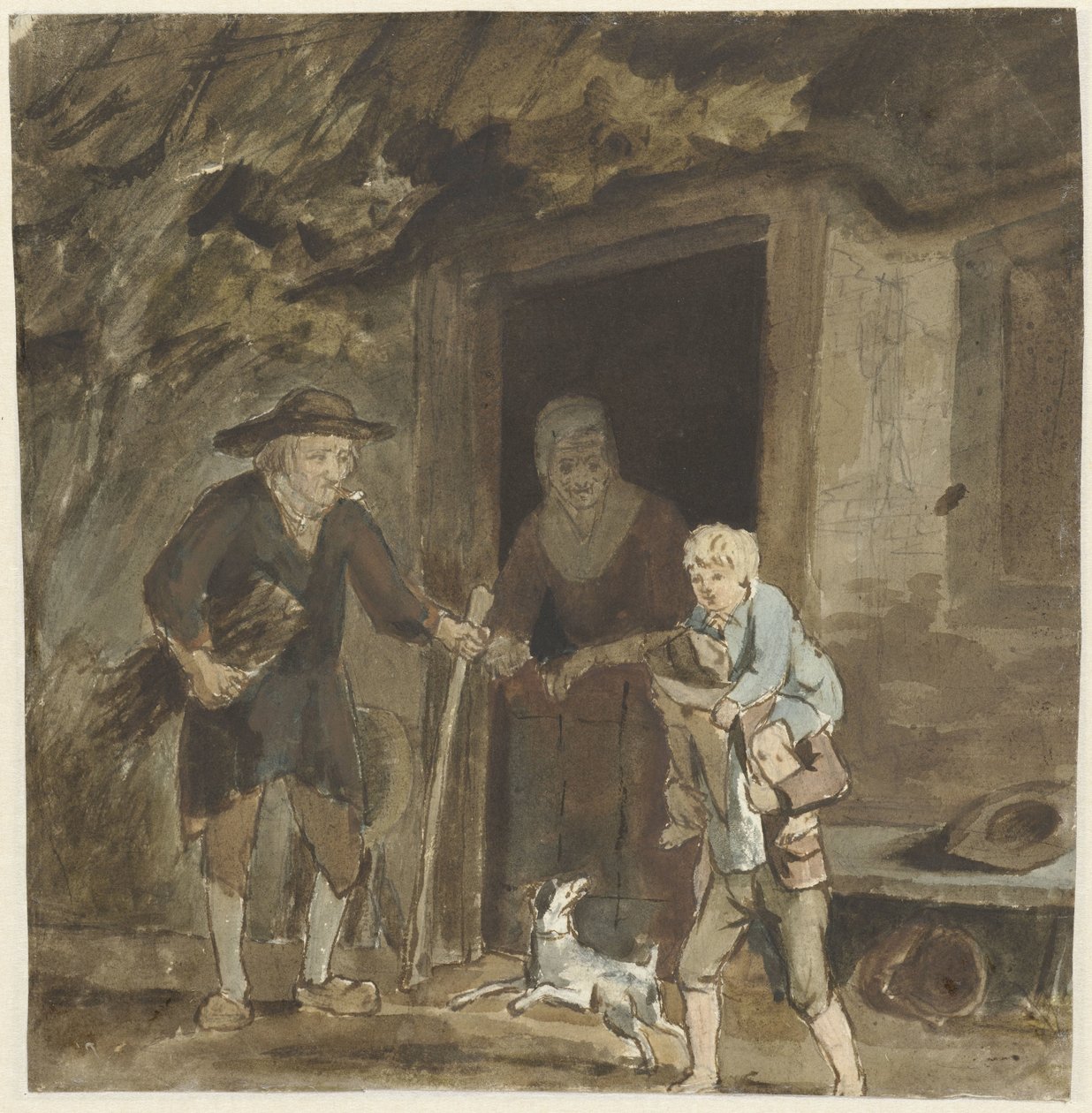 A família camponesa à porta da sua casa de Simon Andreas Krausz