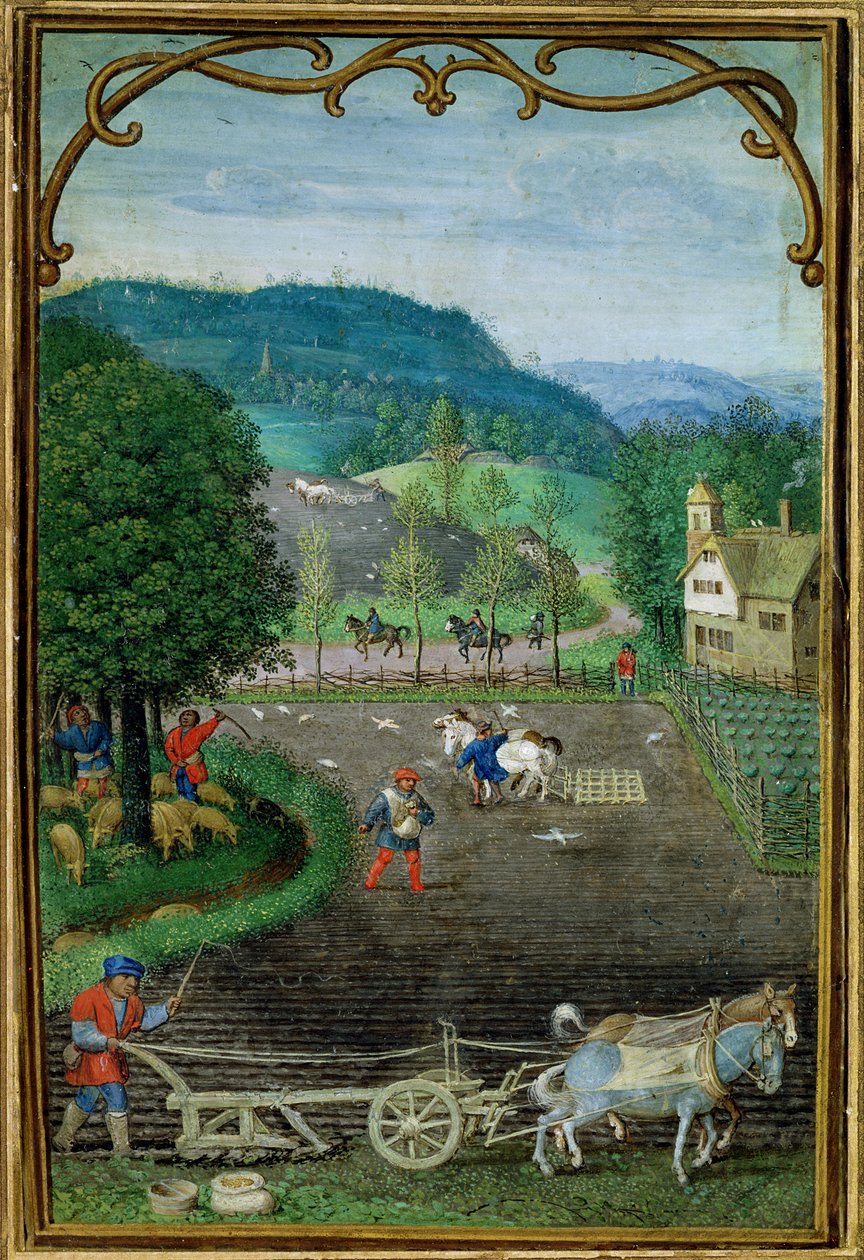Add 18855 October: arar e semear, a partir de um livro de horas, c.1540 de Simon Bening