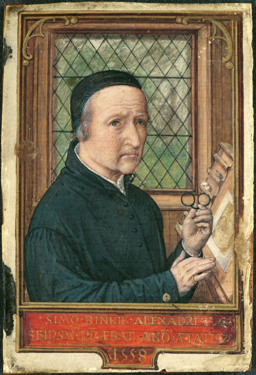 Adicionar 18855 Autorretrato de Simon Bening, de um livro de horas, c.1540 de Simon Bening
