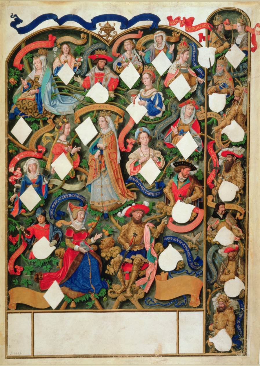 Adicionar Ms 12531 f.10 Árvore genealógica de John of Gaunt de Simon Bening