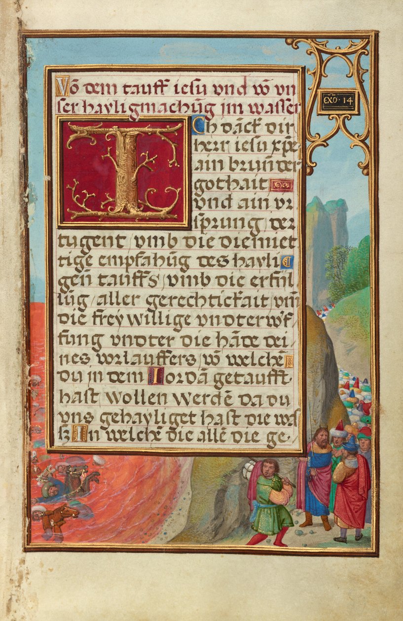 Bordüre mit der Überquerung des Roten Meeres de Simon Bening