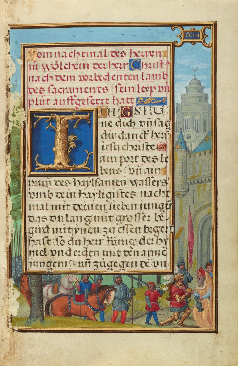 Grenze mit dem Treffen von Abraham und Melchisedek de Simon Bening