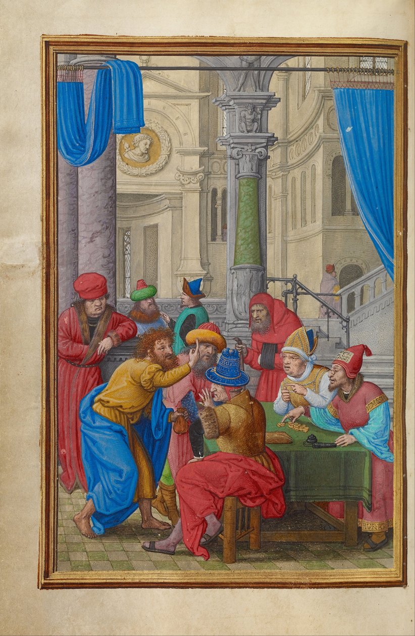 Judas recebendo as trinta moedas de prata de Simon Bening