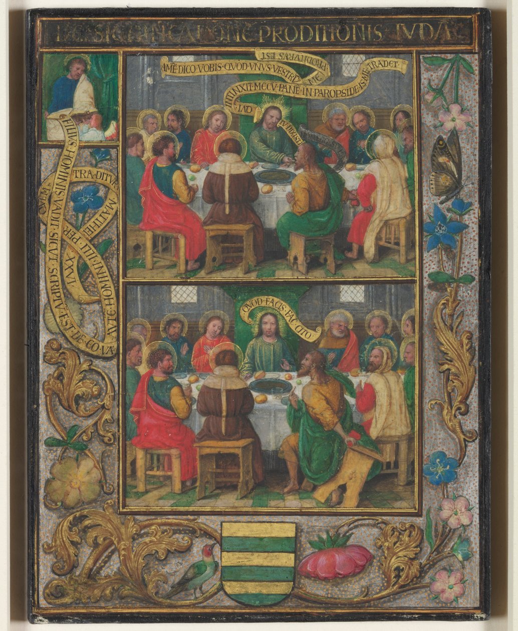 Única folha com cenas da última ceia, c.1525-1530. de Simon Bening