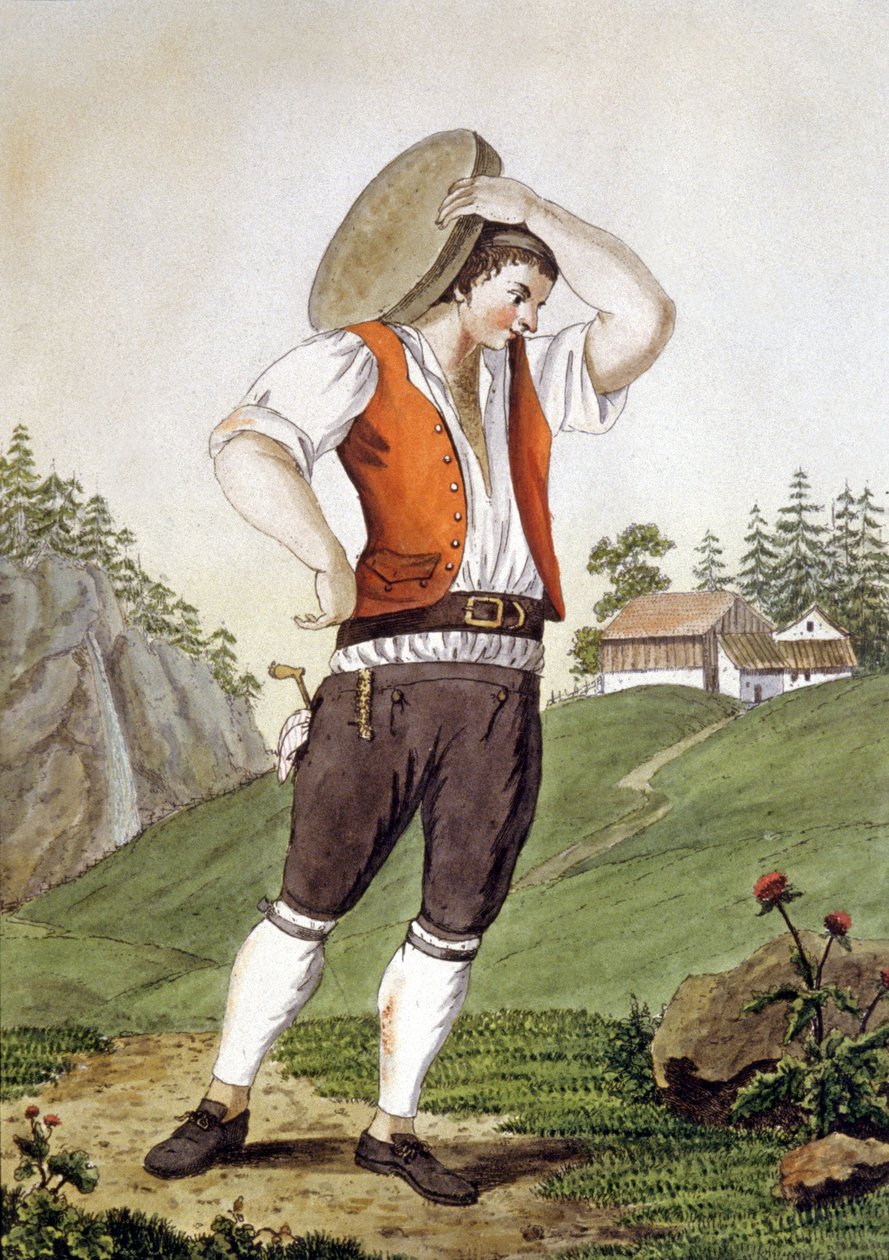 Vaqueiro na Suíça, início do século XIX (gravura) de Simon Daniel Lafond