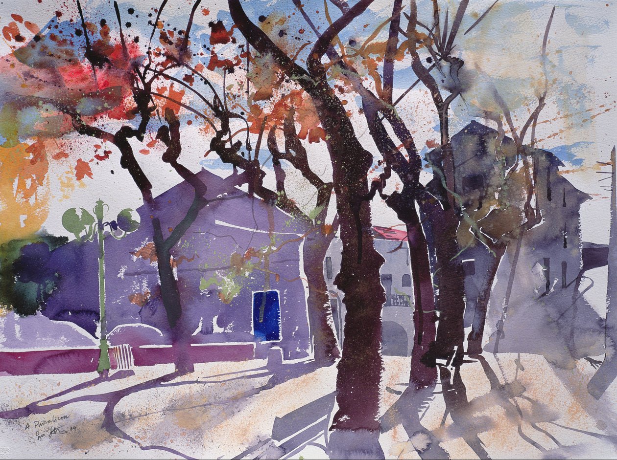 A Puissalicon, 2010 França (aguarela) de Simon Fletcher