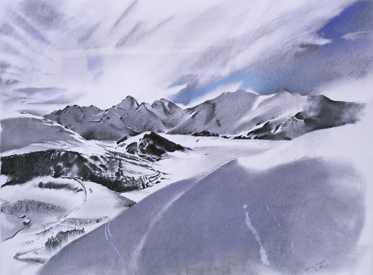 Alpes et nuages, 2003 (pastel e técnica mista sobre papel) de Simon Fletcher