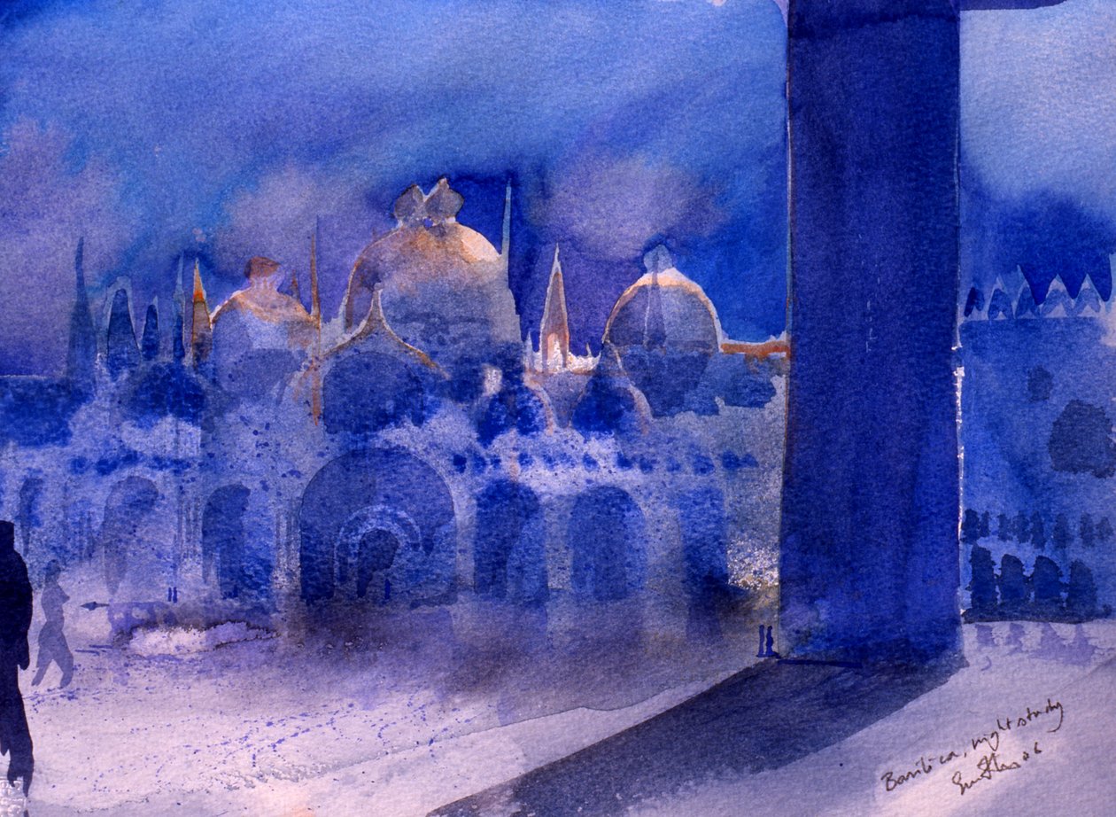 Basílica, estudo noturno, 2006 (aguarela sobre papel) de Simon Fletcher