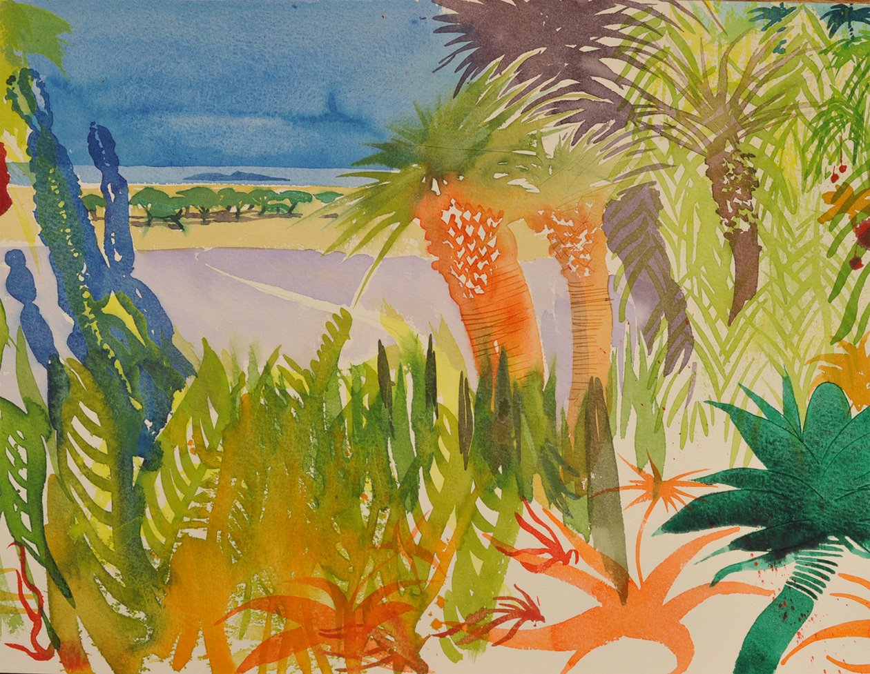 Jardim de cactos, 2016 (aguarela) de Simon Fletcher