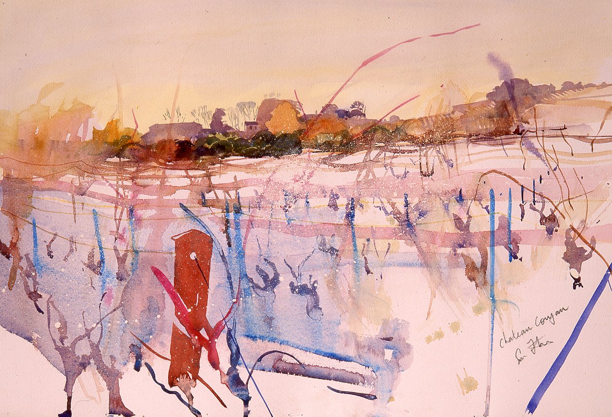 Chateau Coujan, hiver, 2004 (aguarela) de Simon Fletcher