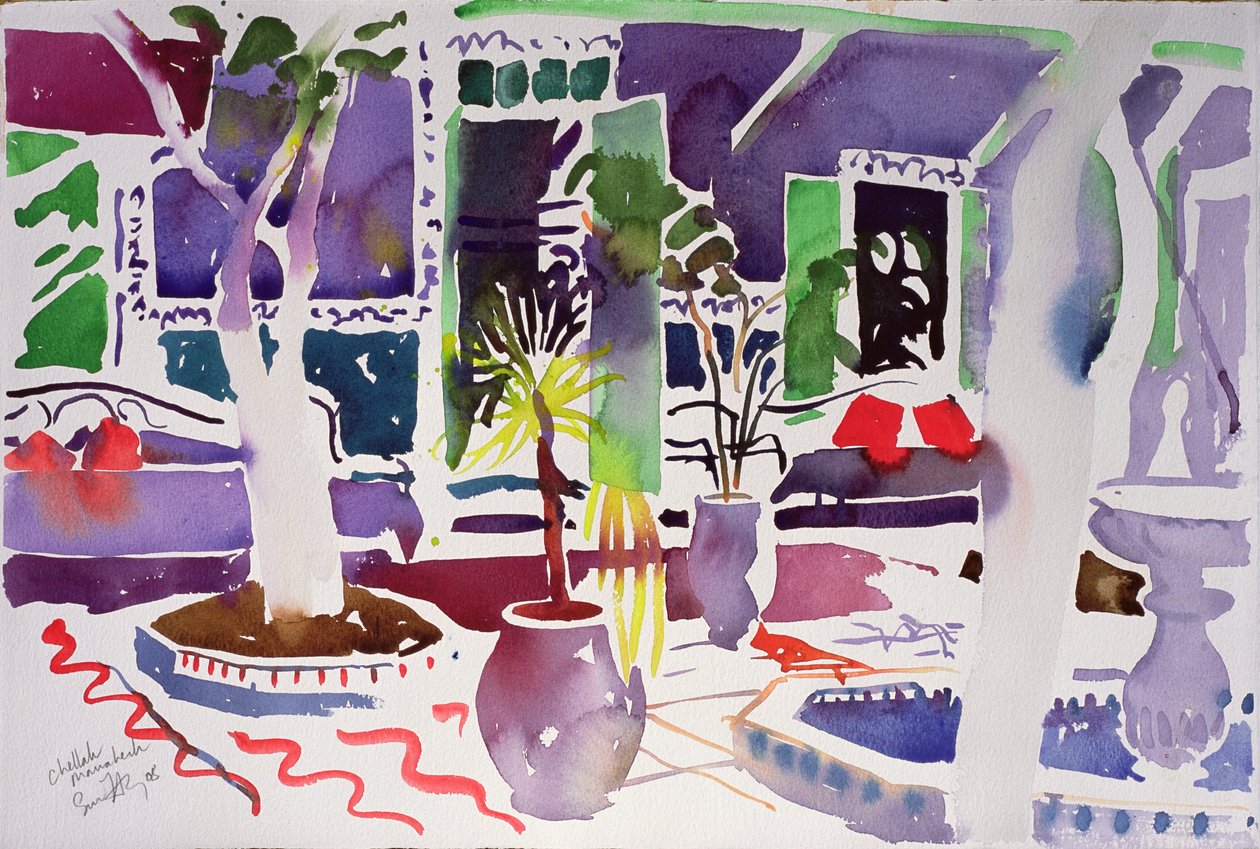 Chellah Marrakech (aguarela sobre papel) de Simon Fletcher