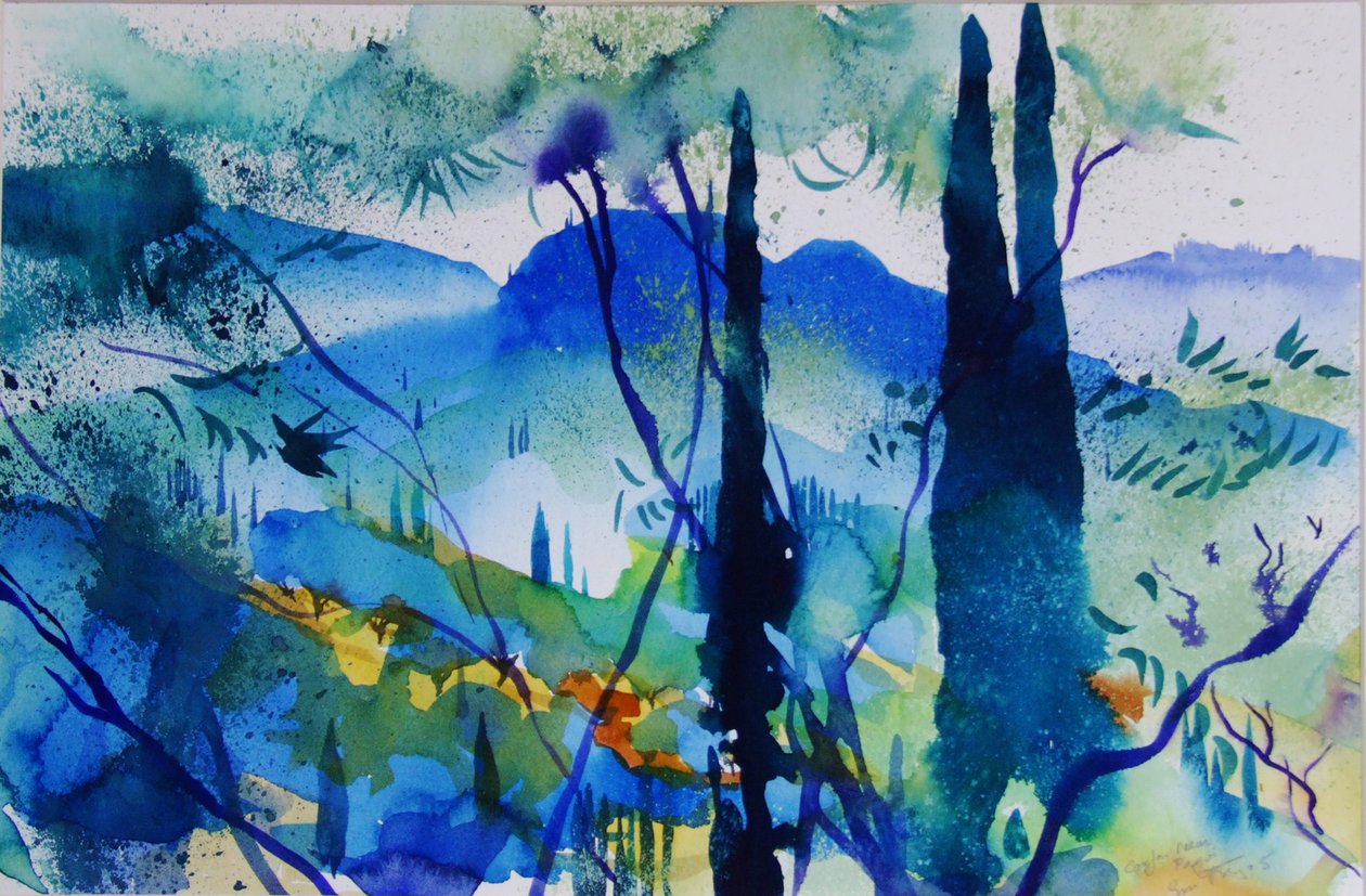 Corfu, perto de Pagoi, 2005 (aguarela sobre papel) de Simon Fletcher